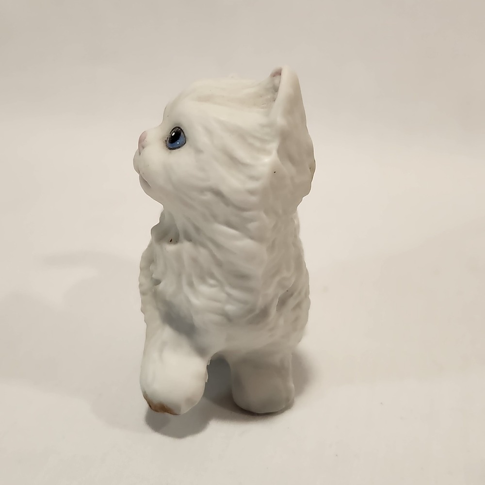 Pair Vintage Homco White Kittens Cat Figurines W/ Blue Eyes Taiwan 1970s Cute - Picture 4 of 16
